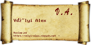 Vályi Alex névjegykártya