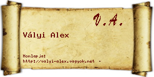Vályi Alex névjegykártya
